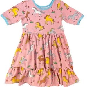 Eleanor Rose girls size 4/5t Pink Dress with Horse Print